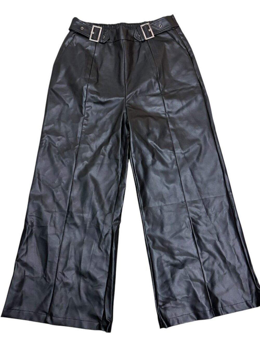 FAUX LEATHER UOOZEE Wide Leg Flare Vegan Casual Pants Womens Large
